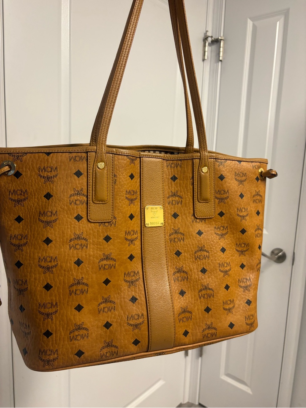 MCM Cognac Visetos Monogram Tote Bag - Picture 1 of 7